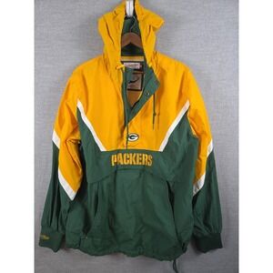 Green Bay Packers Mens M Mitchell & Ness Throwback Pullover Jacket Hooded NFL